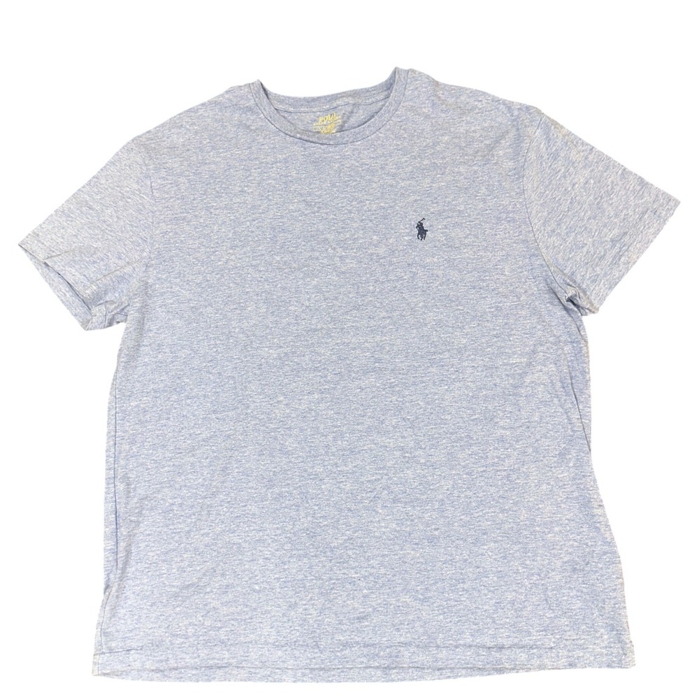 Polo Ralph Lauren Mens Classic Fit T-Shirt Heather Blue Cotton Crewneck Large